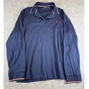 Polo Ralph Lauren Polo Shirt Mens 2XL Blue Long Sleeve Pony Preppy Athleisure
